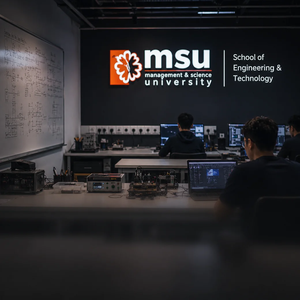 Students at workstations in the MSU School of Engineering & Technology lab